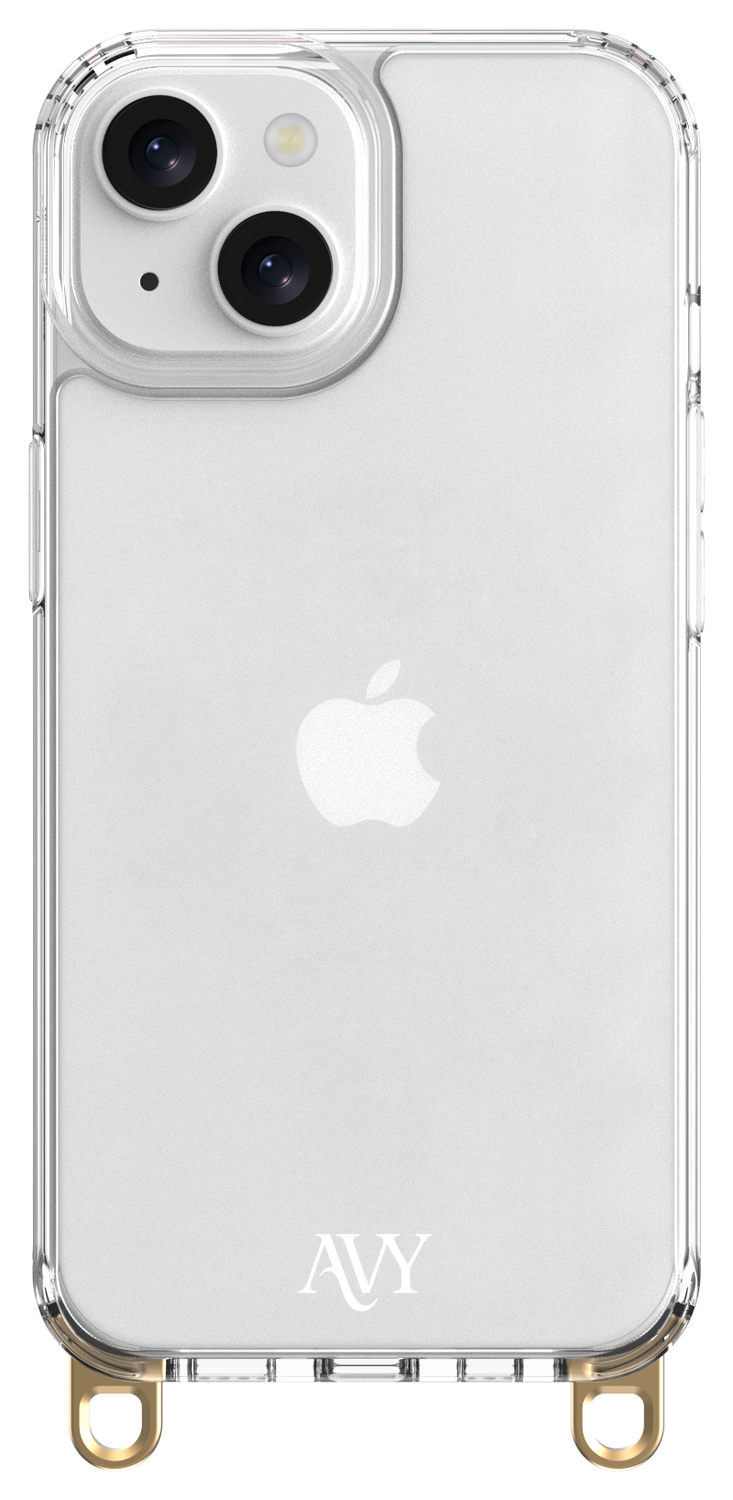 AVY Apple iPhone 14 / 13 Hoesje met Koord Haakjes Transparant afbeelding 1