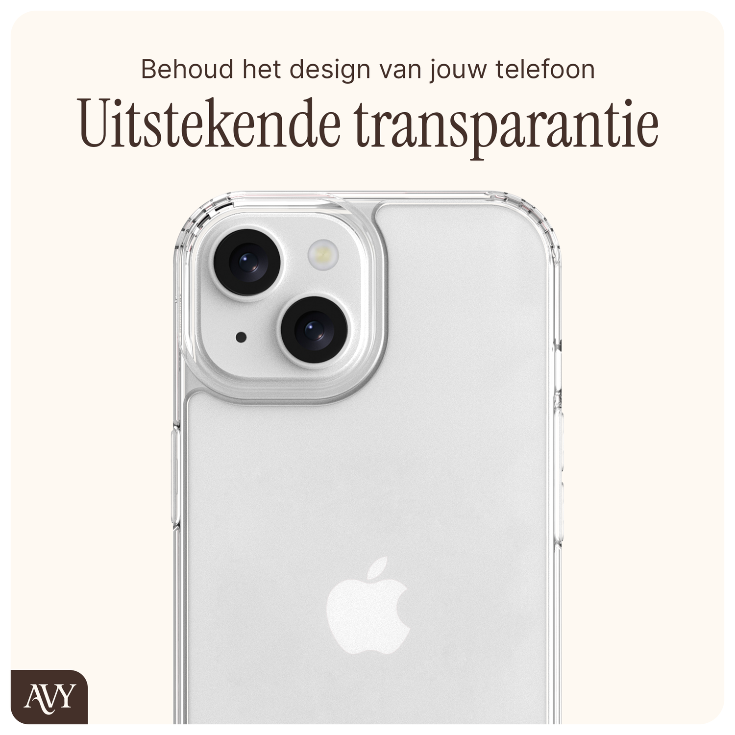 AVY Apple iPhone 14 / 13 Hoesje met Koord Haakjes Transparant afbeelding 4