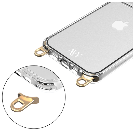 AVY Apple iPhone 12 / 12 Pro Hoesje met Koord Haakjes Transparant afbeelding 6