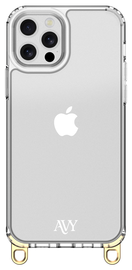 AVY Apple iPhone 12 / 12 Pro Hoesje met Koord Haakjes Transparant afbeelding