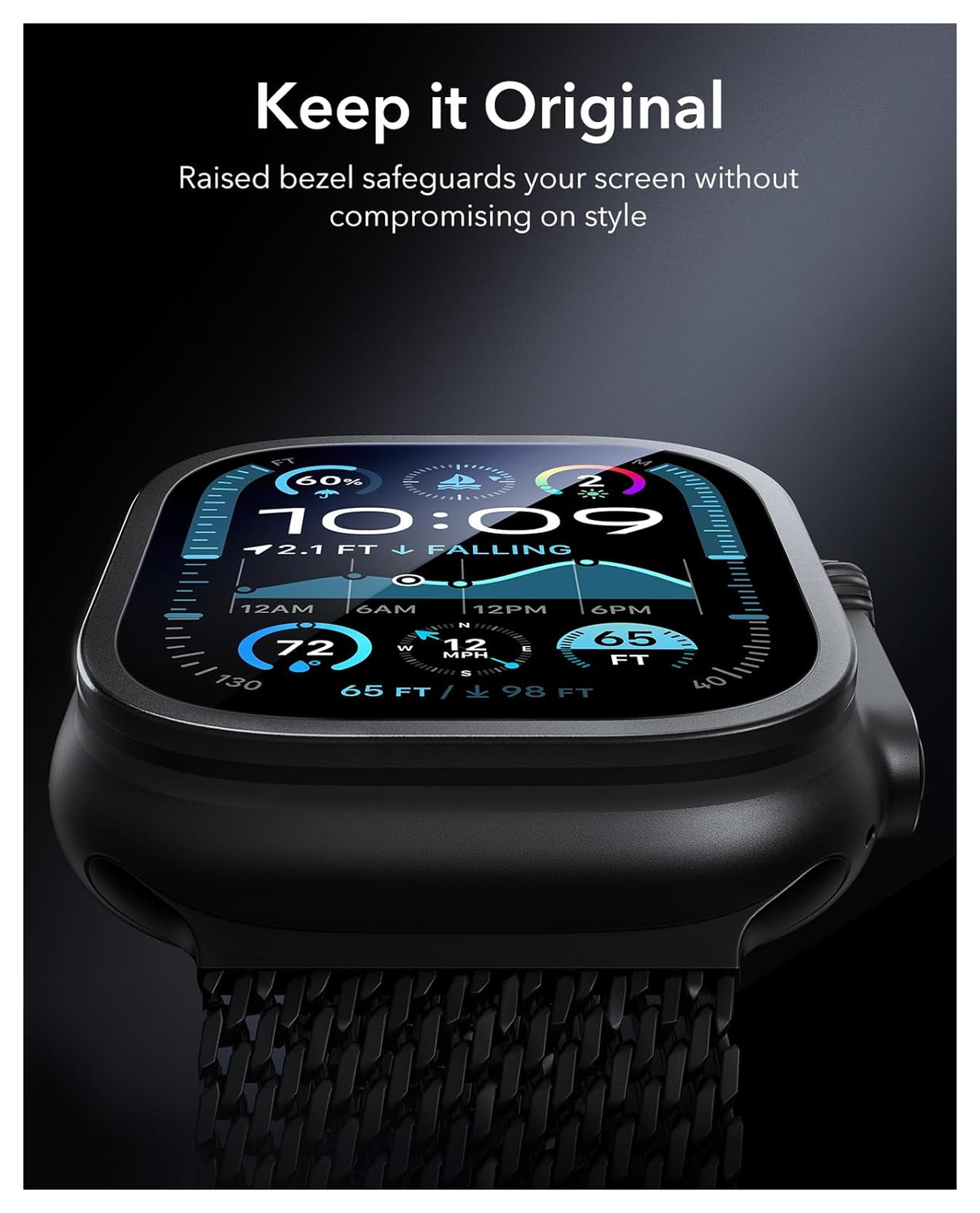 ESR Armorite - Apple Watch Ultra 3/2/1 Tempered Glass - Zwart (2-Pack) afbeelding 6