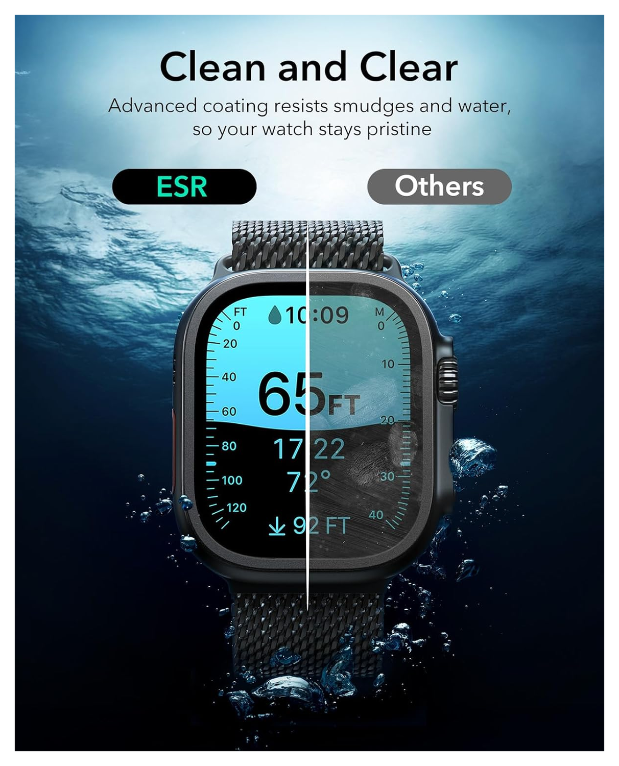 ESR Armorite - Apple Watch Ultra 3/2/1 Tempered Glass - Zwart (2-Pack) afbeelding 7