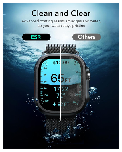 ESR Armorite - Apple Watch Ultra 3/2/1 Tempered Glass - Zwart (2-Pack) afbeelding 7