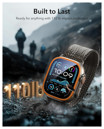 ESR Armorite - Apple Watch Ultra 3/2/1 Tempered Glass - Titanium Oranje (2-Pack) afbeelding 5