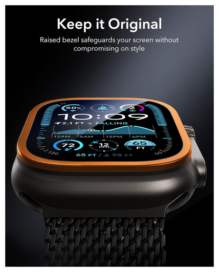 ESR Armorite - Apple Watch Ultra 3/2/1 Tempered Glass - Titanium Oranje (2-Pack) afbeelding 6