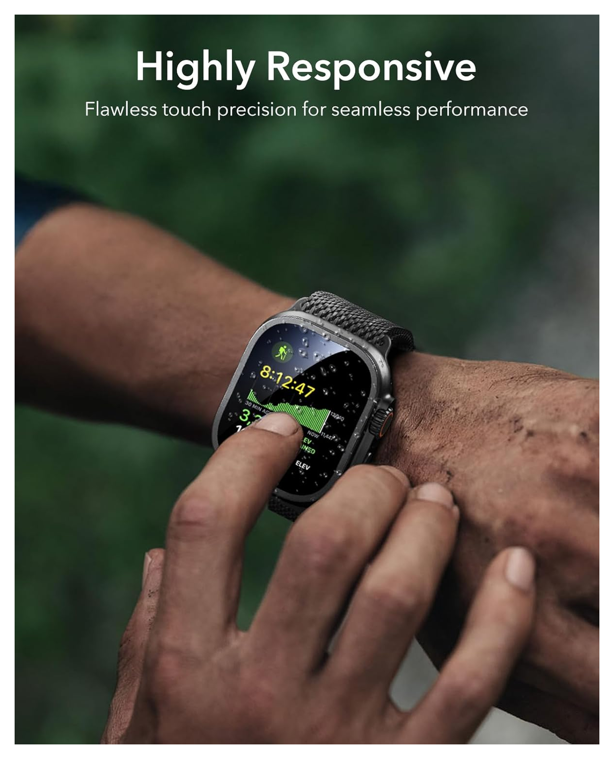 ESR Armorite - Apple Watch Ultra 3/2/1 Tempered Glass - Titanium Zwart (2-Pack) afbeelding 3