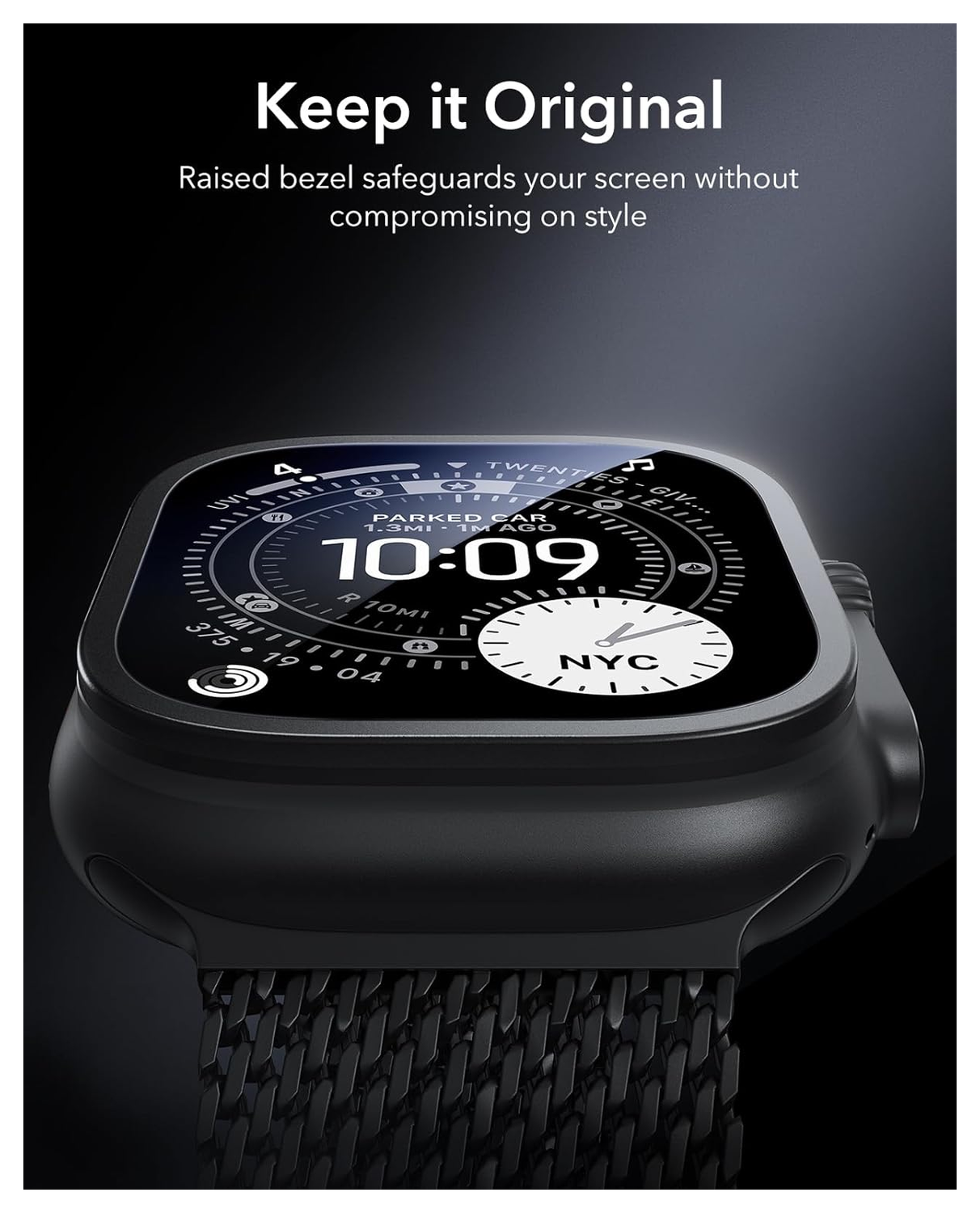 ESR Armorite - Apple Watch Ultra 3/2/1 Tempered Glass - Titanium Zwart (2-Pack) afbeelding 6