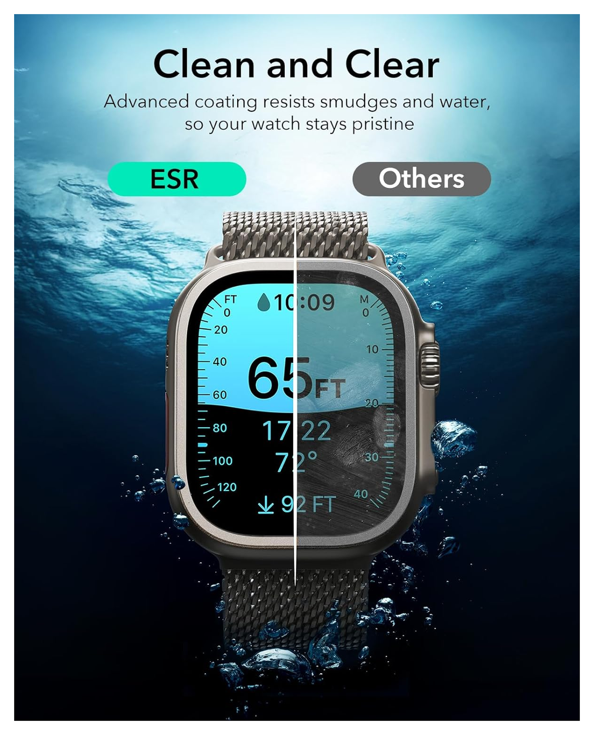 ESR Armorite - Apple Watch Ultra 3/2/1 Tempered Glass - Titanium Zwart (2-Pack) afbeelding 7