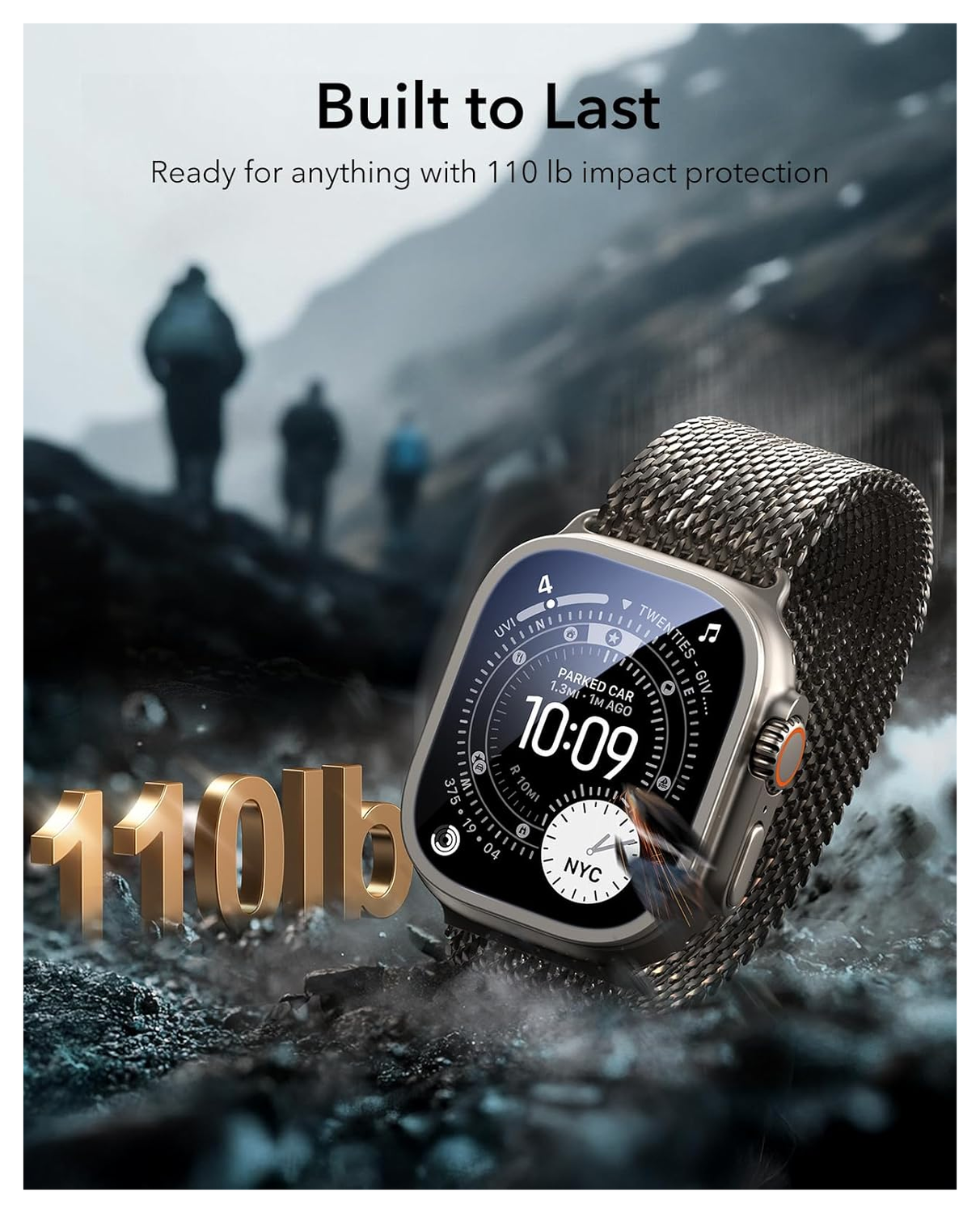 ESR Armorite - Apple Watch Ultra 3/2/1 Tempered Glass - Titanium Zwart (2-Pack) afbeelding 8