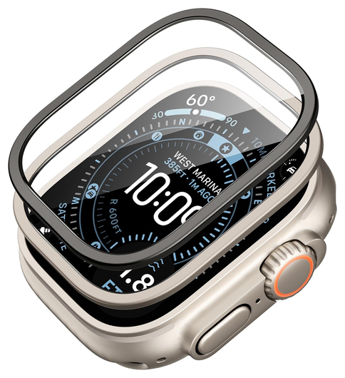 ESR Armorite - Apple Watch Ultra 3/2/1 Tempered Glass - Titanium Zwart (2-Pack) afbeelding 1