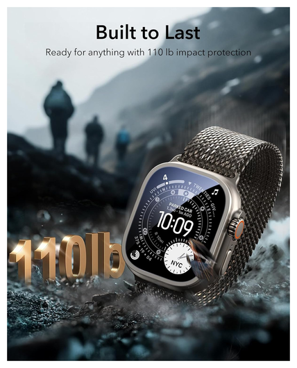 ESR Armorite - Apple Watch Ultra 3/2/1 Tempered Glass - Titanium Zwart (2-Pack) afbeelding 8