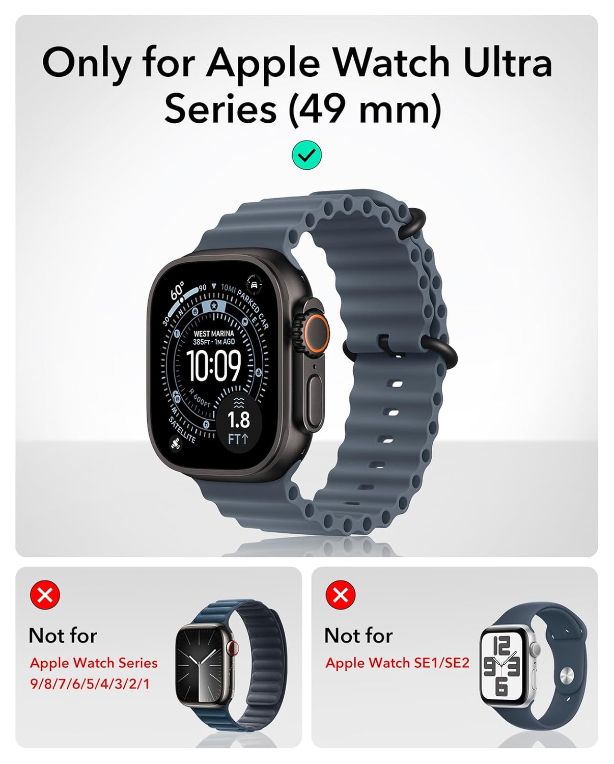 ESR - Apple Watch Ultra 3/2/1 Hoesje - met 2-Pack Screen Protector - Zwart afbeelding 3