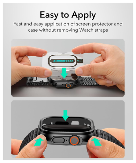 ESR - Apple Watch Ultra 3/2/1 Hoesje - met 2-Pack Screen Protector - Zwart afbeelding 5