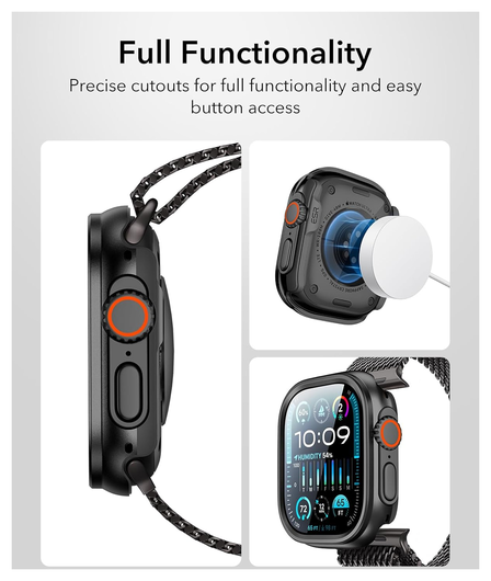 ESR - Apple Watch Ultra 3/2/1 Hoesje - met 2-Pack Screen Protector - Zwart afbeelding 9