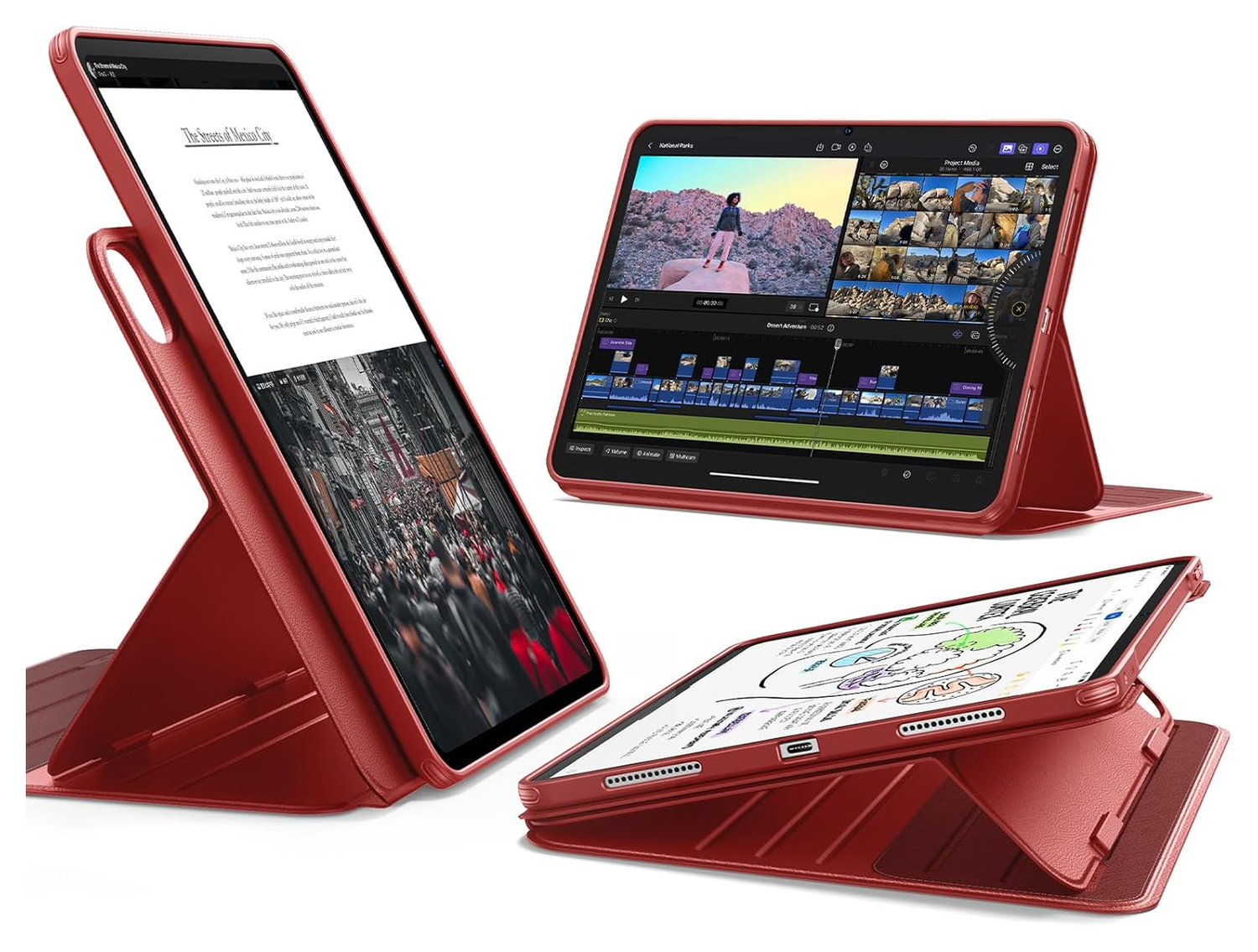 ESR Shift iPad Pro 13 (2024/2025) Hoes Book Case Sleep/Wake Rood afbeelding 1