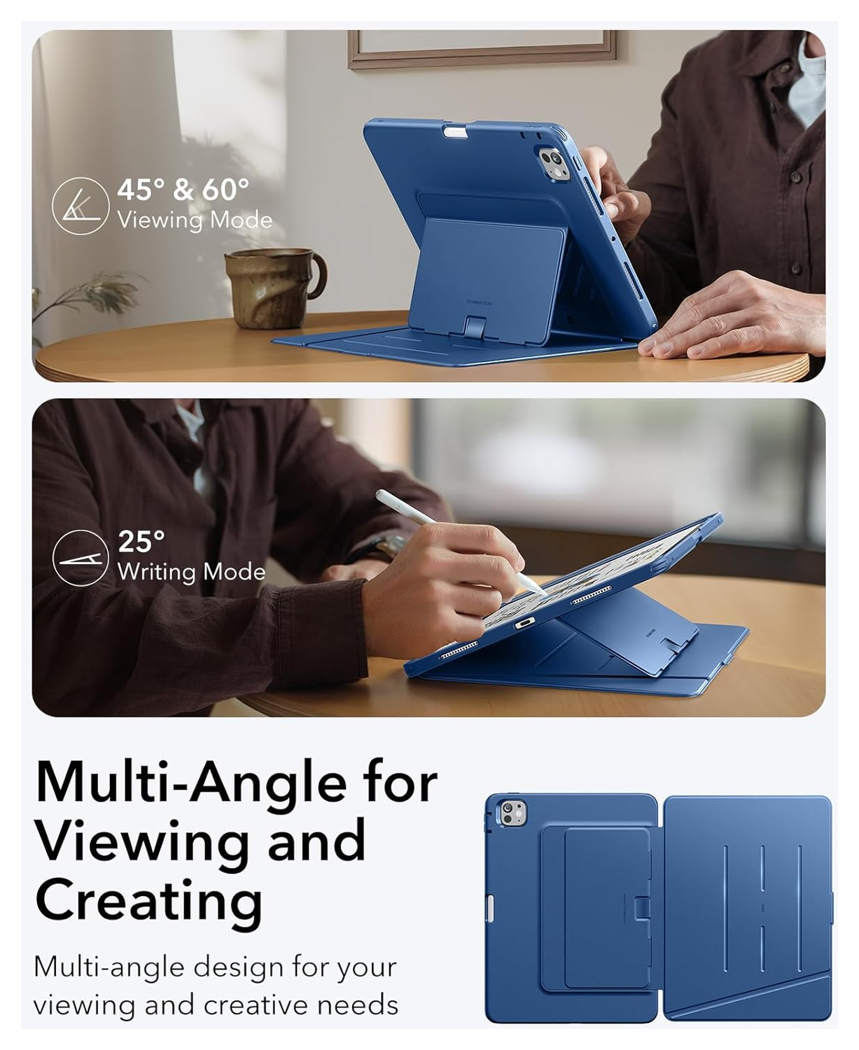 ESR Flip Magnetic iPad Pro 13 (2024/2025) Hoes Book Case met Standaard Blauw afbeelding 5