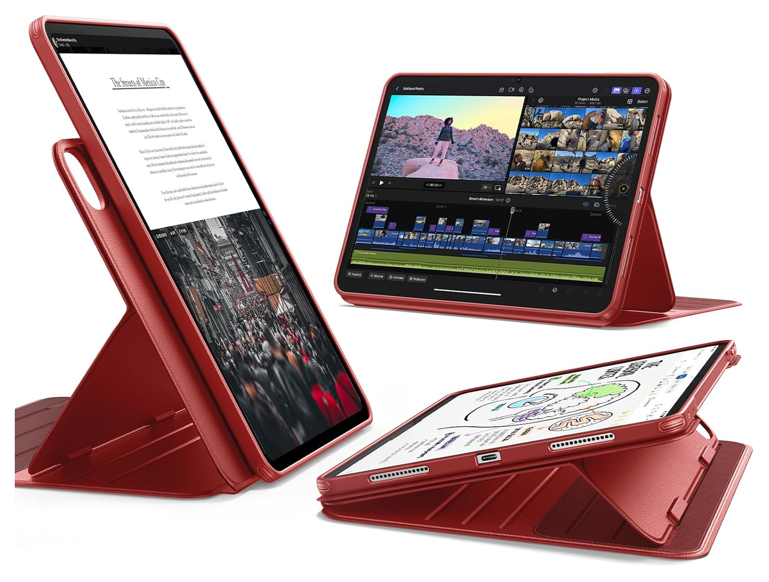 ESR Shift iPad Pro 11 (2024/2025) Hoes Book Case Sleep/Wake Rood afbeelding 1