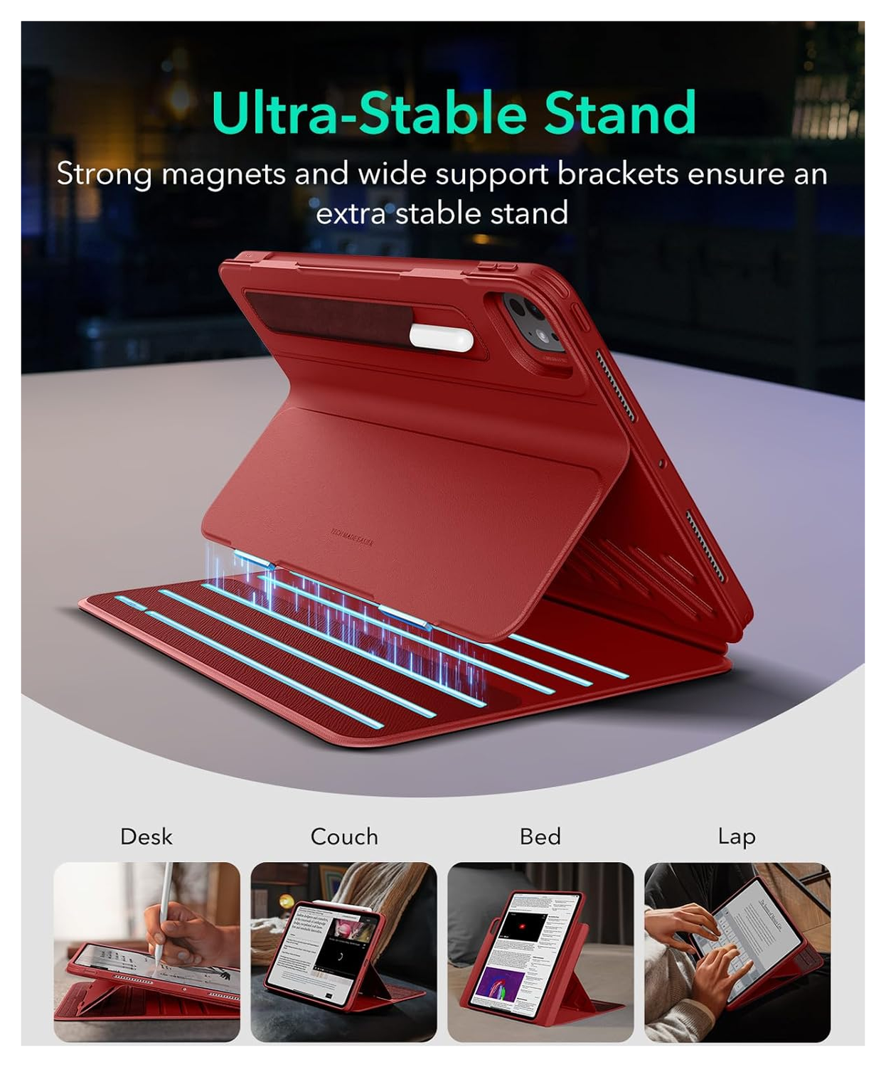 ESR Shift iPad Pro 11 (2024/2025) Hoes Book Case Sleep/Wake Rood afbeelding 4