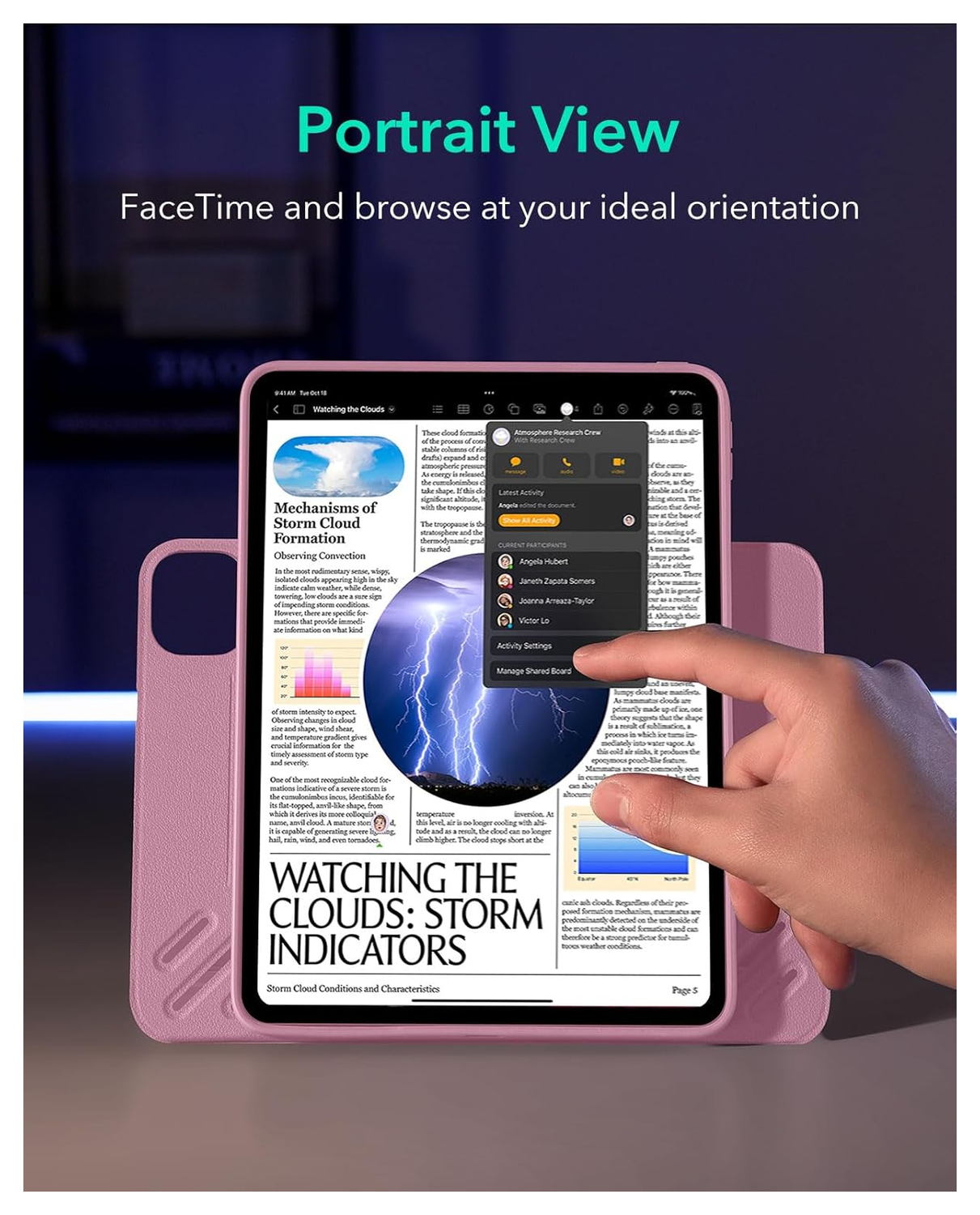 ESR Shift iPad Pro 11 (2024/2025) Hoes Book Case Sleep/Wake Roze afbeelding 6