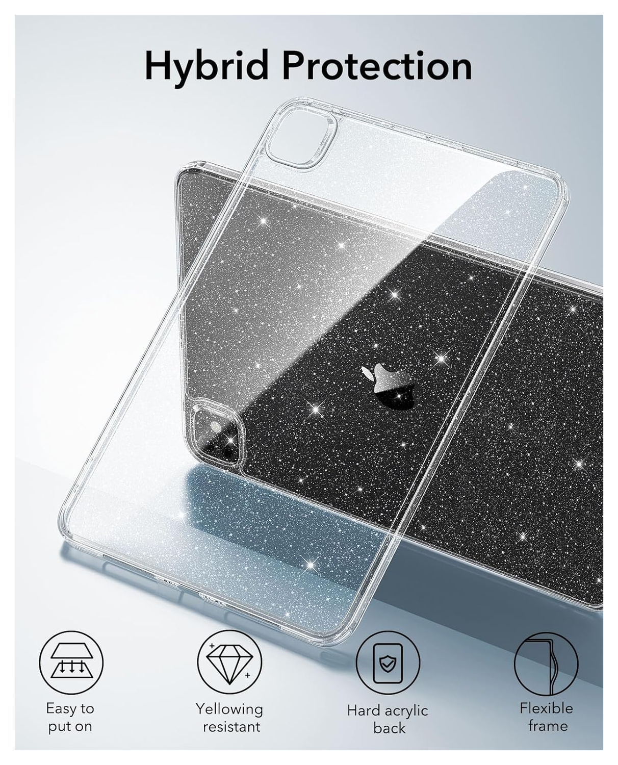 ESR Classic Hybrid iPad Pro 11 (2024/2025) Hoes Back Cover Transparant Glitter afbeelding 5