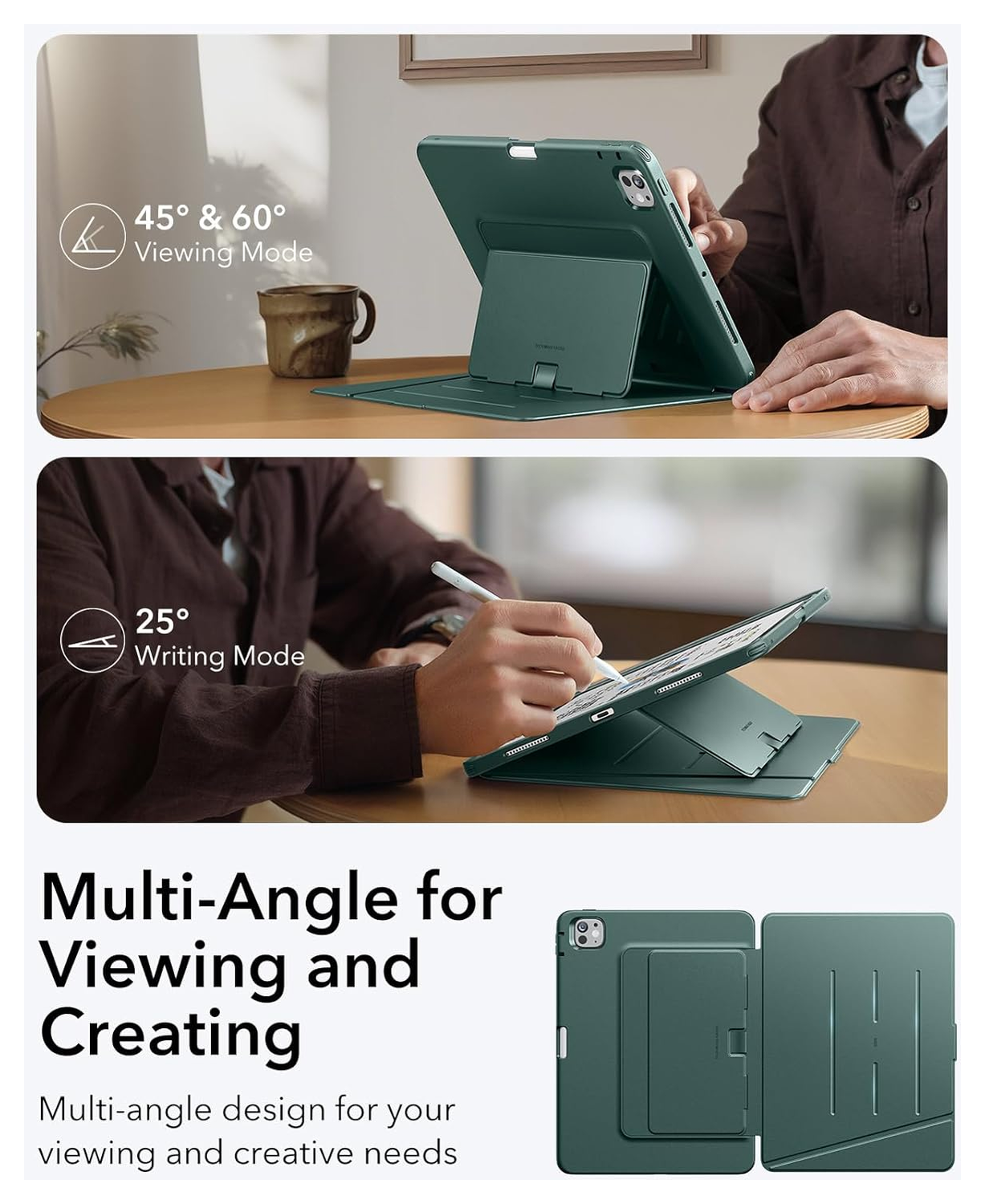 ESR Flip Magnetic iPad Pro 11 (2024 / 2025) Hoes Book Case met Standaard Groen afbeelding 8