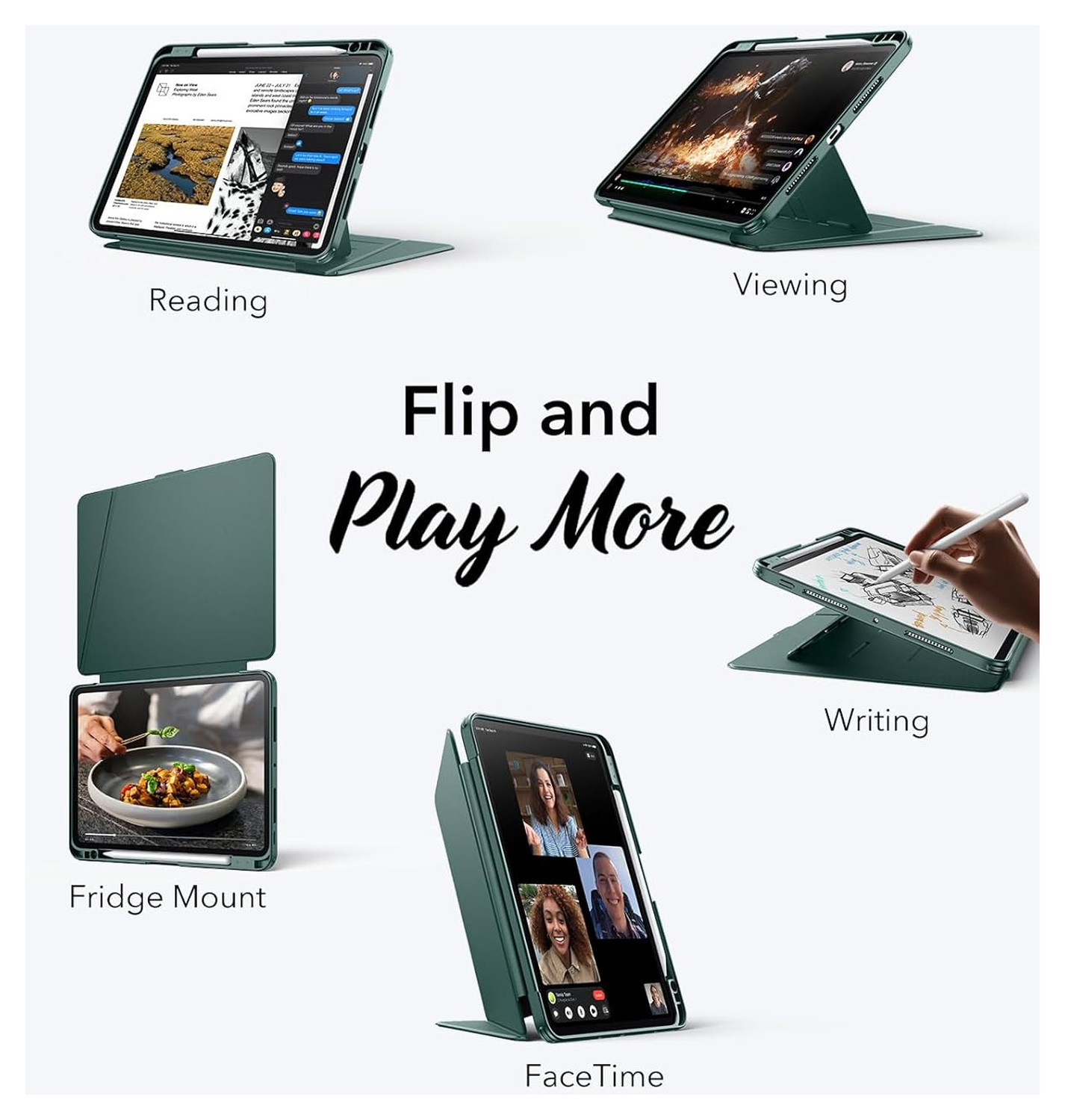 ESR Flip Magnetic iPad Pro 11 (2024 / 2025) Hoes Book Case met Standaard Groen afbeelding 9