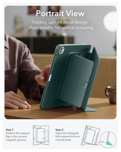 ESR Flip Magnetic iPad Pro 11 (2024 / 2025) Hoes Book Case met Standaard Groen afbeelding 6