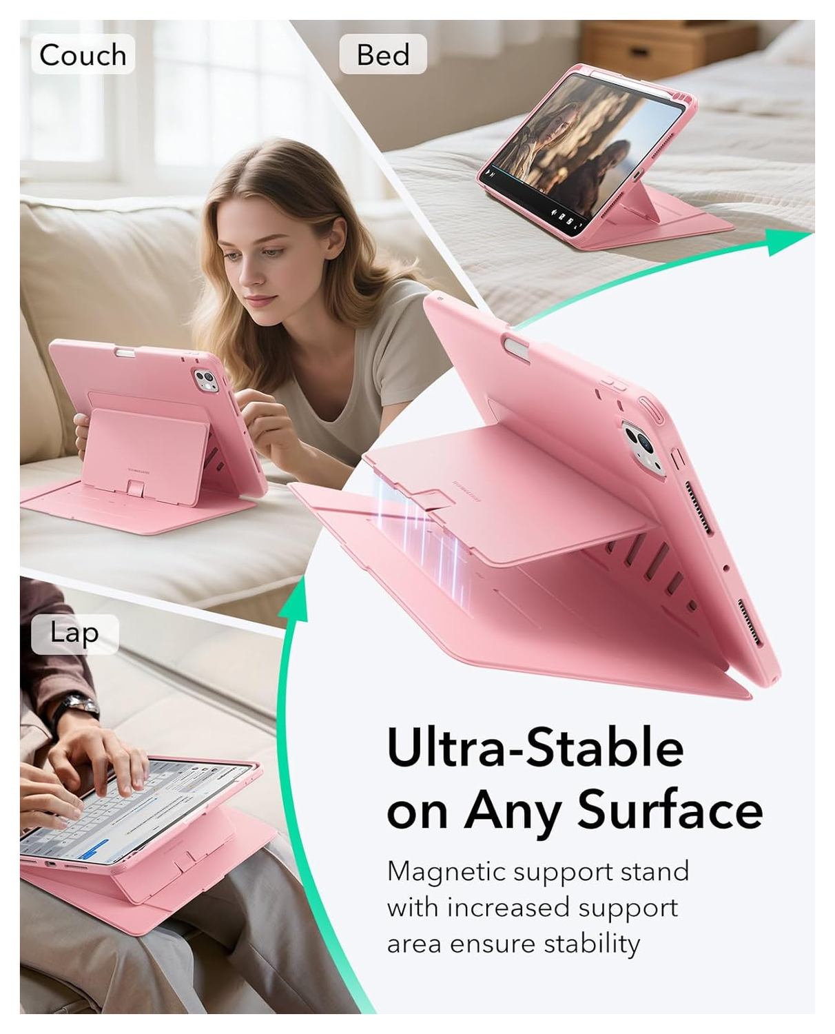 ESR Flip Magnetic iPad Pro 11 (2024 / 2025) Hoes Book Case met Standaard Roze afbeelding 7