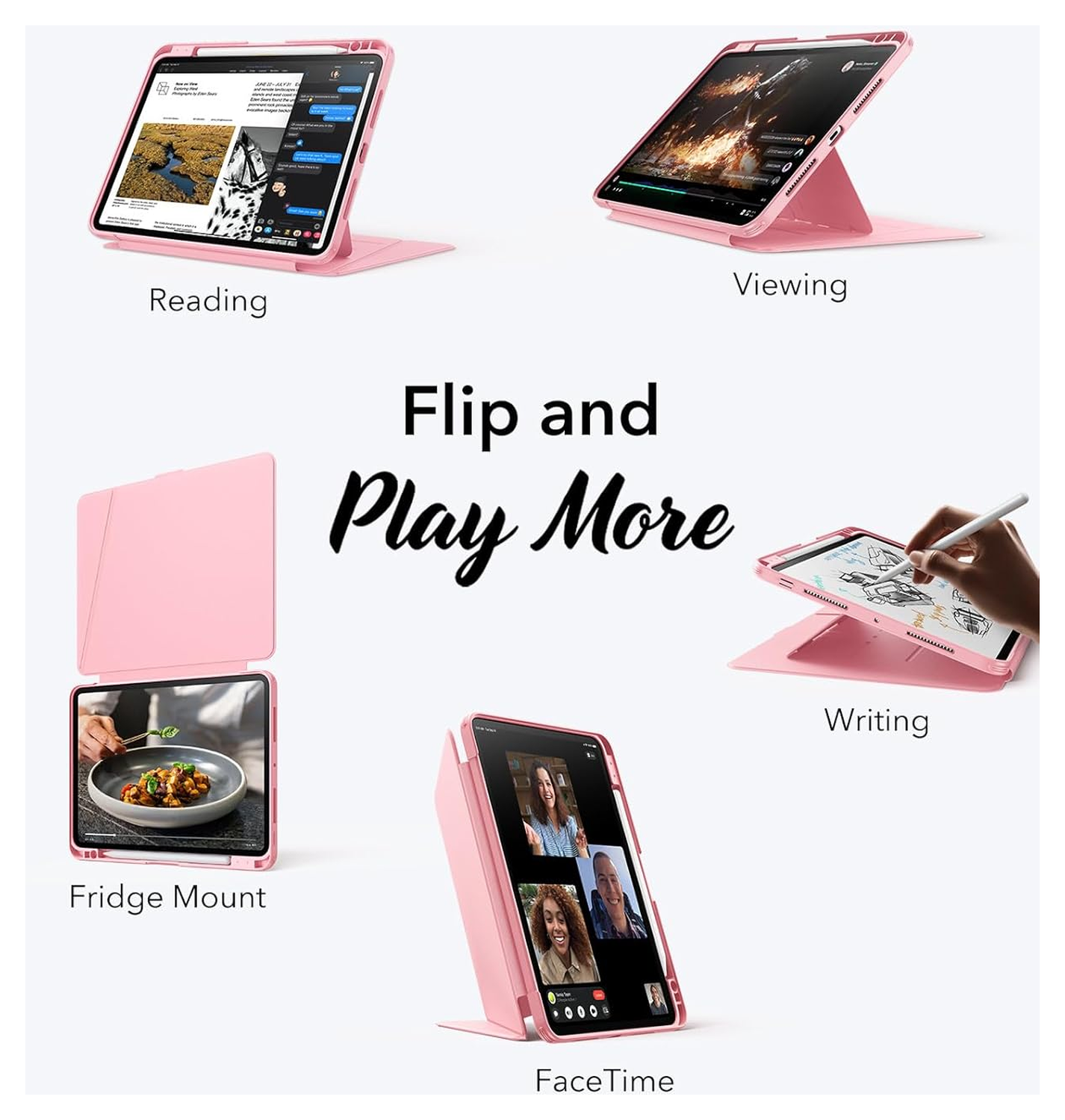 ESR Flip Magnetic iPad Pro 11 (2024 / 2025) Hoes Book Case met Standaard Roze afbeelding 9