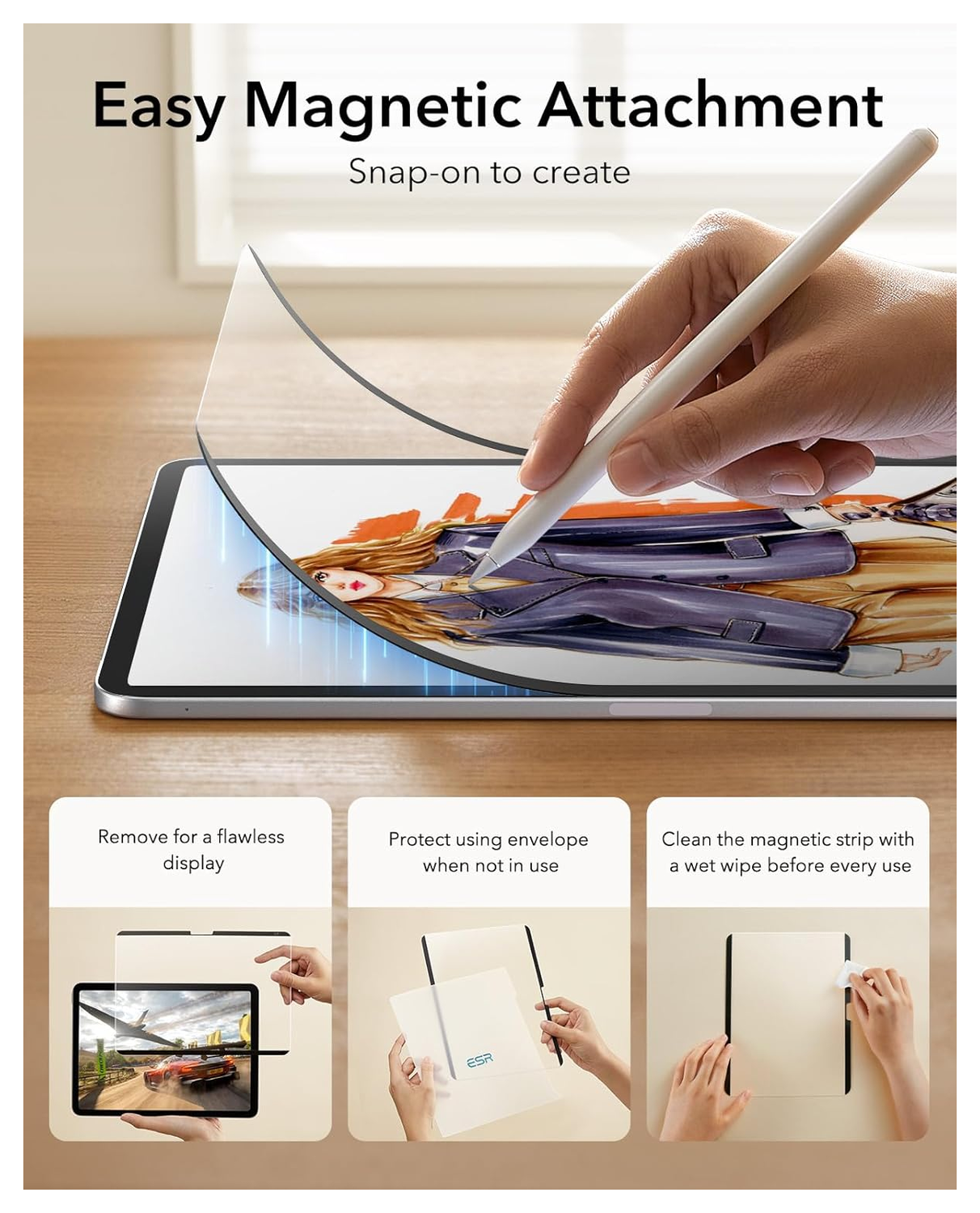 ESR Paper Feel Magnetic iPad Pro 11 (2024/2025) Screen Protector (2-Pack) afbeelding 5