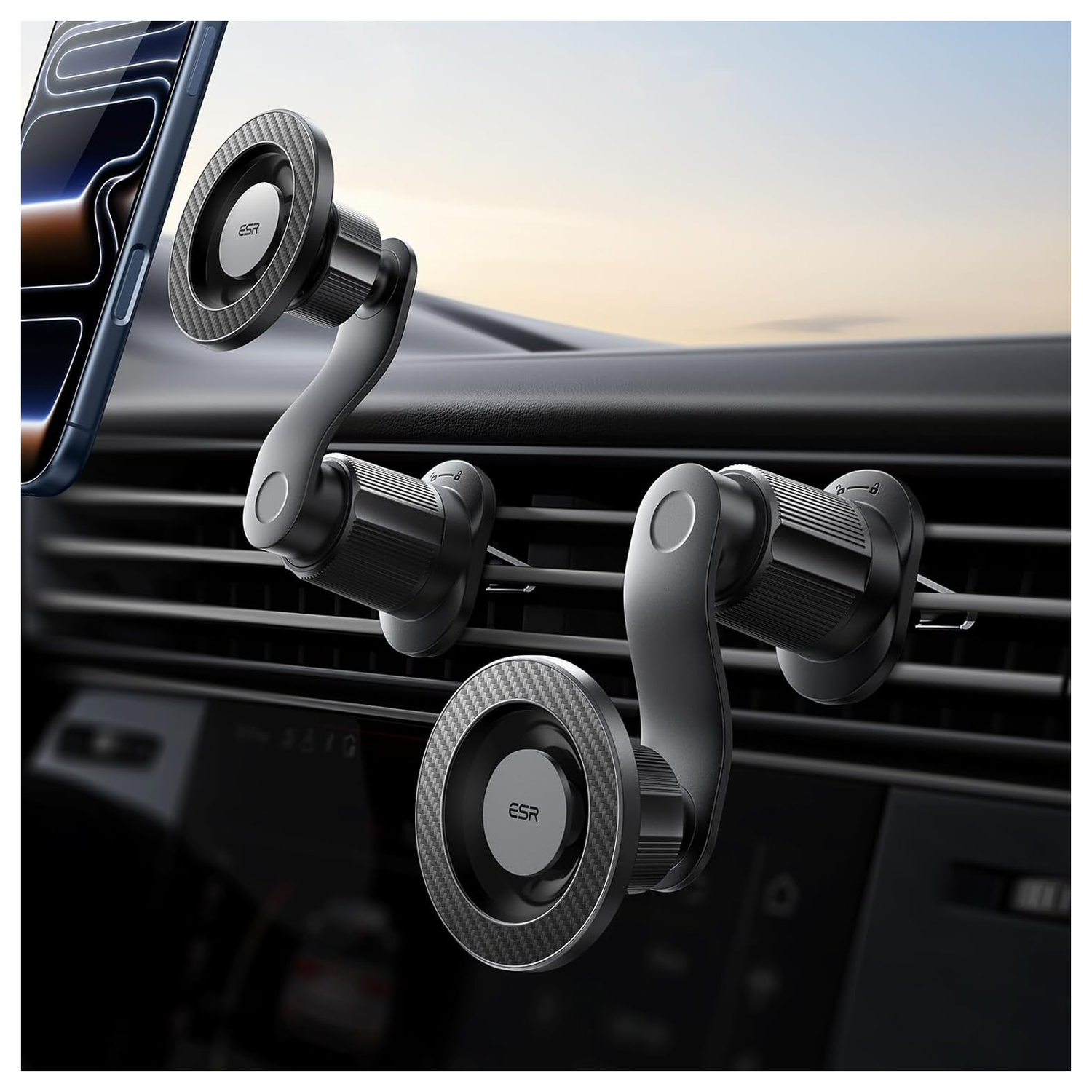 ESR OmniLock MagSafe Ventilatierooster Telefoonhouder Auto Zwart afbeelding 1