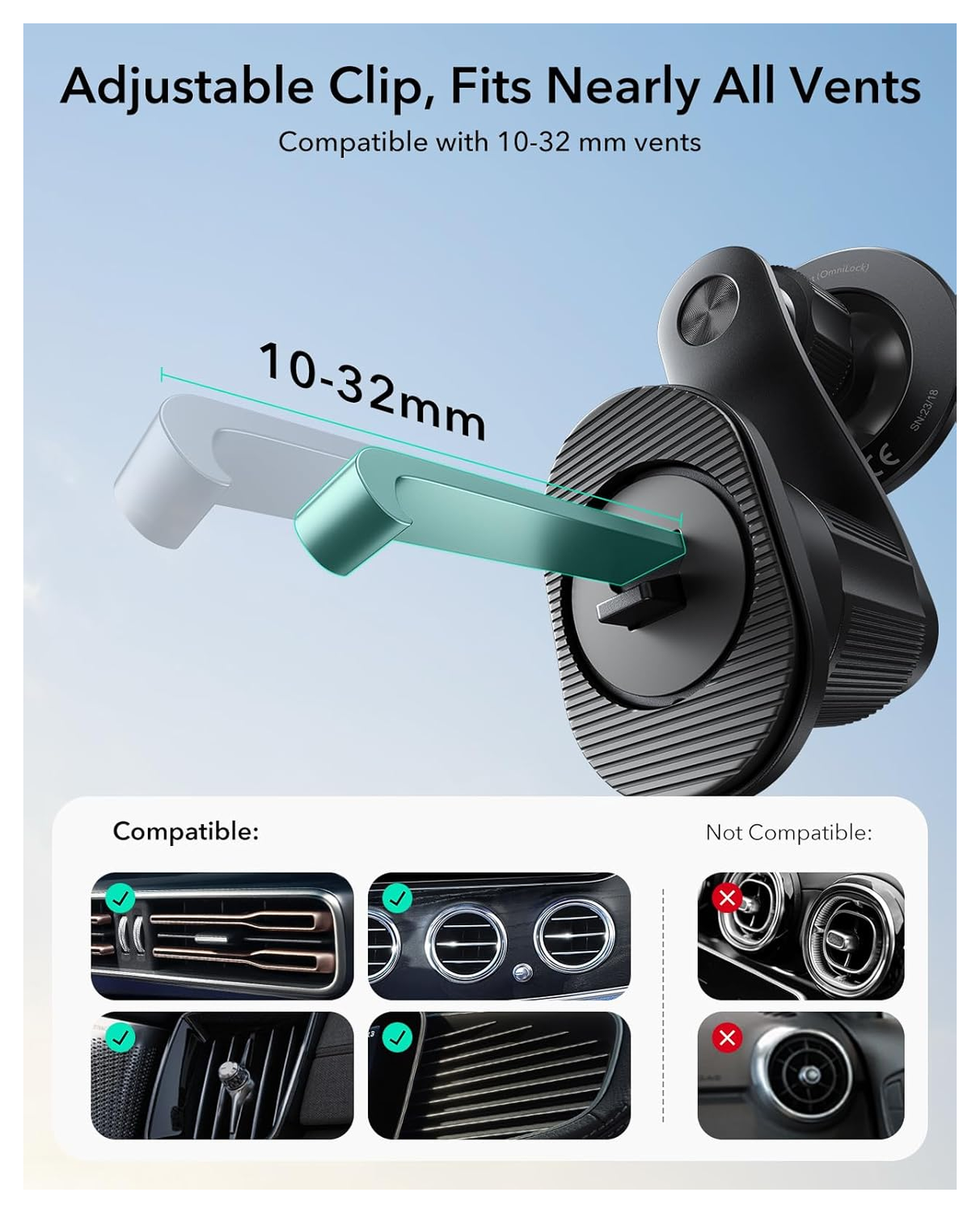 ESR OmniLock MagSafe Ventilatierooster Telefoonhouder Auto Zwart afbeelding 8