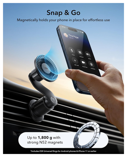 ESR OmniLock MagSafe Ventilatierooster Telefoonhouder Auto Zwart afbeelding 3