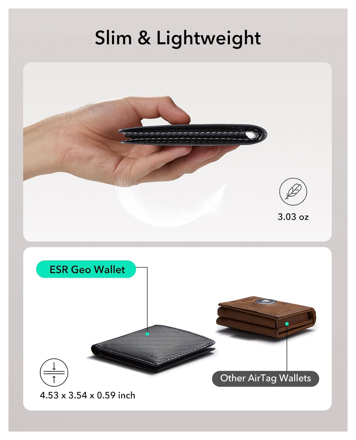 ESR Classic Geo Wallet Portemonnee met Zoek Mijn-Functie Carbon Fiber afbeelding 4