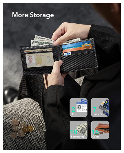 ESR Classic Geo Wallet Portemonnee met Zoek Mijn-Functie Carbon Fiber afbeelding 6