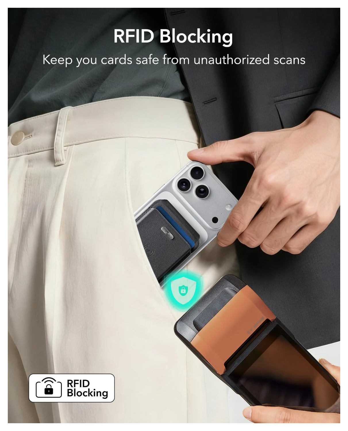 ESR Classic Geo Wallet MagSafe Pasjeshouder met Standaard en Zoek Mijn Zwart afbeelding 10