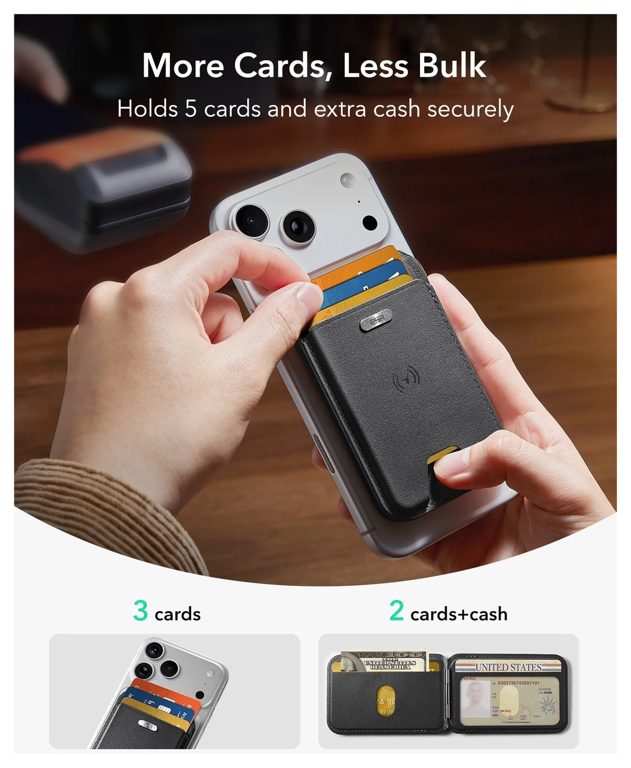 ESR Classic Geo Wallet MagSafe Pasjeshouder met Standaard en Zoek Mijn Zwart afbeelding 11