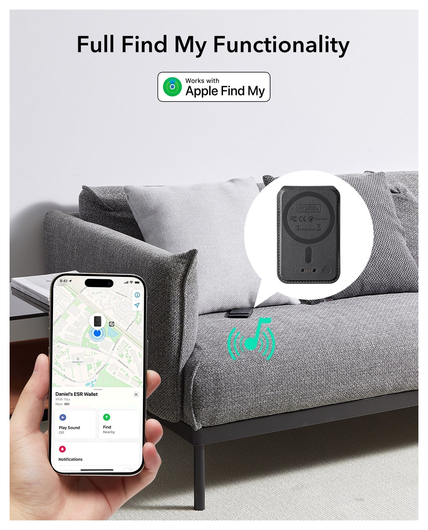 ESR Classic Geo Wallet MagSafe Pasjeshouder met Standaard en Zoek Mijn Zwart afbeelding 6