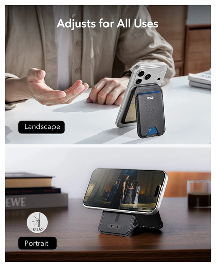 ESR Classic Geo Wallet MagSafe Pasjeshouder met Standaard en Zoek Mijn Zwart afbeelding 9