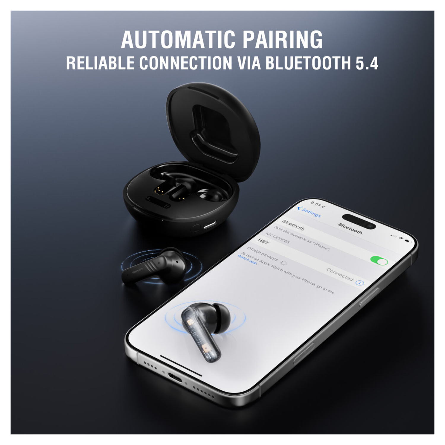4Smarts Skybuds Screen Pro ANC Headset Draadloze Oordopjes Zwart afbeelding 4