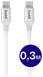Buddi Flex USB-C naar USB-C Kabel 60W Fast Charge 30cm Wit afbeelding
