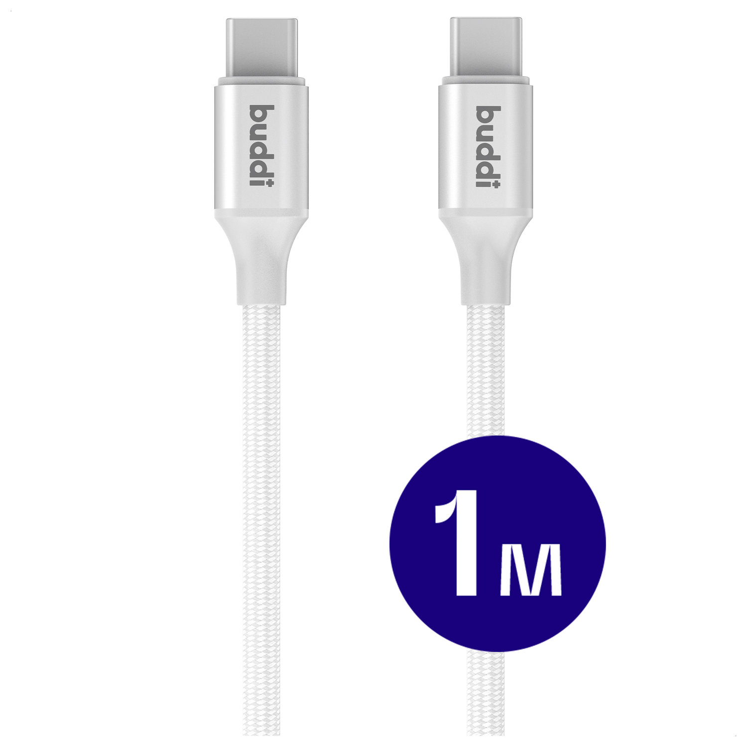 Buddi Flex USB-C naar USB-C Kabel 60W Fast Charge 1M Wit afbeelding 1