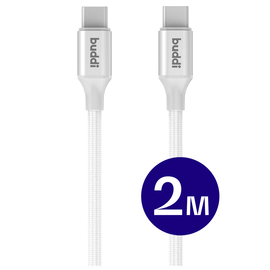 Buddi Flex USB-C naar USB-C Kabel 60W Fast Charge 2M Wit afbeelding