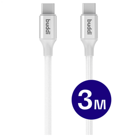 Buddi Flex USB-C naar USB-C Kabel 60W Fast Charge 3M Wit afbeelding