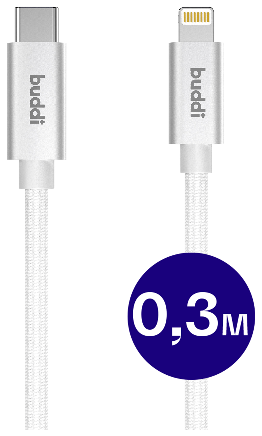 Buddi Flex USB-C naar Lightning Kabel 20W Fast Charge 30CM Wit afbeelding 1