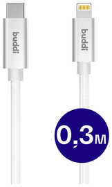Buddi Flex USB-C naar Lightning Kabel 20W Fast Charge 30CM Wit afbeelding