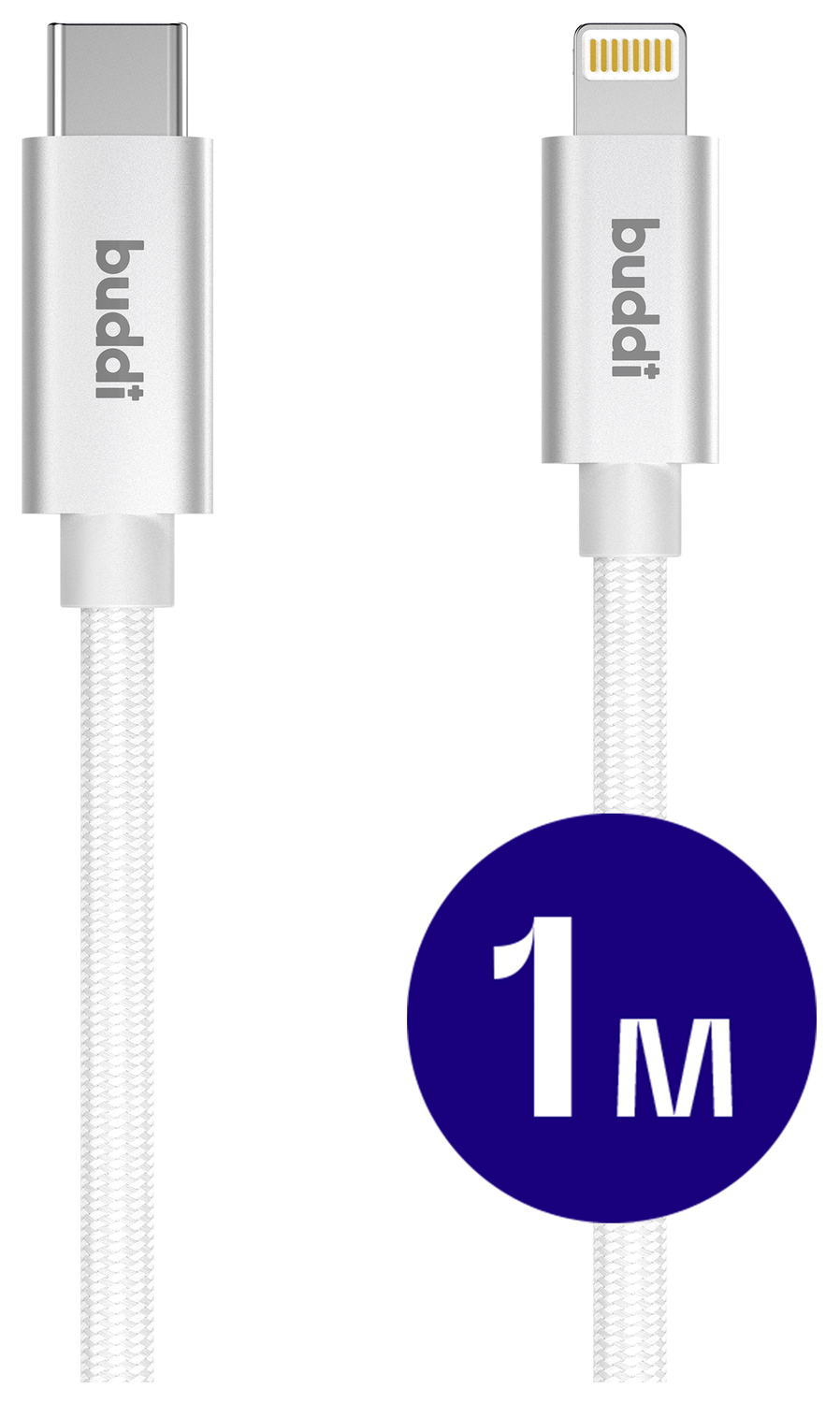 Buddi Flex USB-C naar Lightning Kabel 20W Fast Charge 1M Wit afbeelding 1