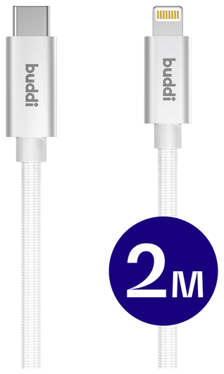 Buddi Flex USB-C naar Lightning Kabel 20W Fast Charge 2M Wit afbeelding 1