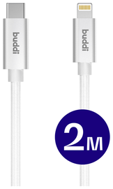 Buddi Flex USB-C naar Lightning Kabel 20W Fast Charge 2M Wit afbeelding