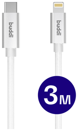 Buddi Flex USB-C naar Lightning Kabel 20W Fast Charge 3M Wit afbeelding